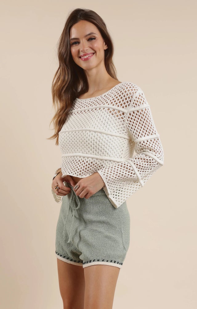 ★SATUR★ Classic crew neck half knit melange grey SA252MKT0 Cashmere Crew Neck Sweater In Grey Melange – 34 Heritage Canada
