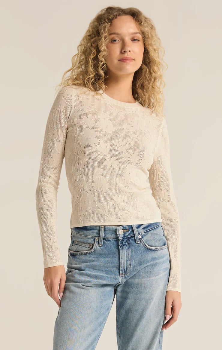 Z Supply Tibi Mesh Sweater - Sea Salt | Talk of the Town